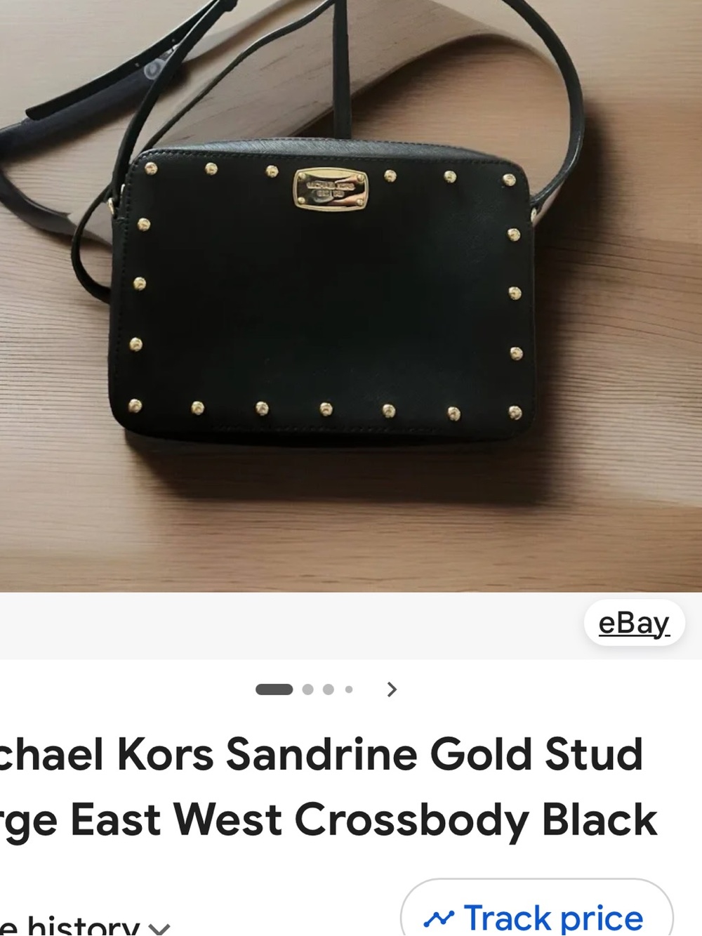 Michael Kors Black Crossbody Bag with Gold Stud Accents